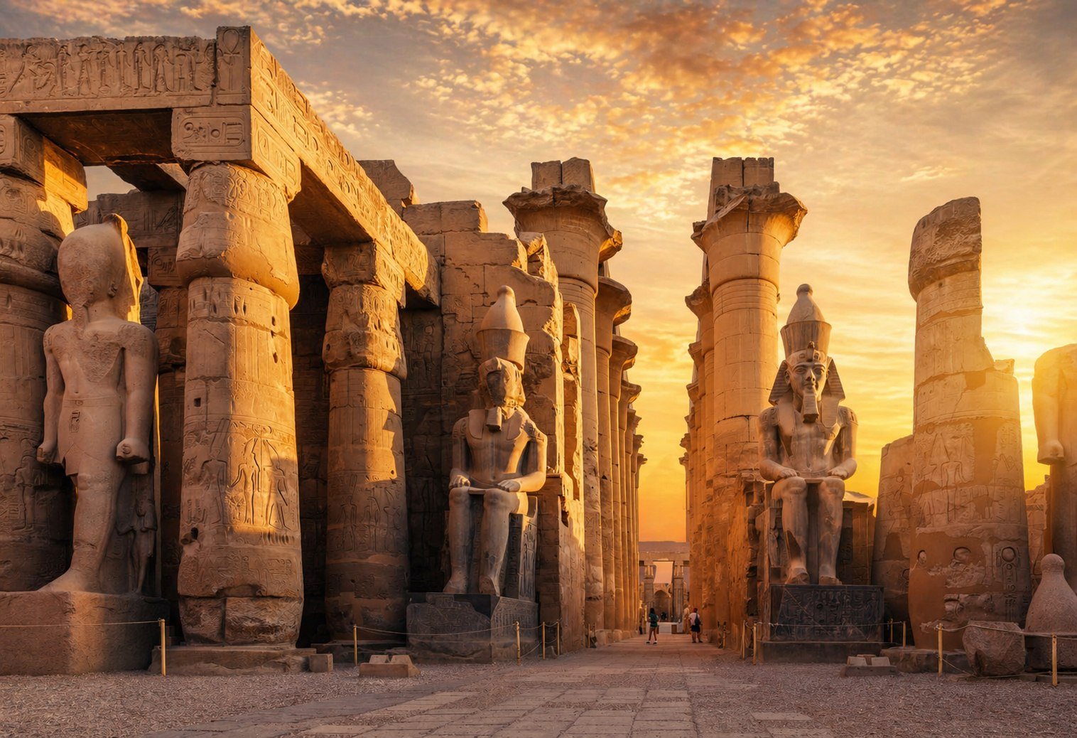 Columns of Luxor Temple at sunset